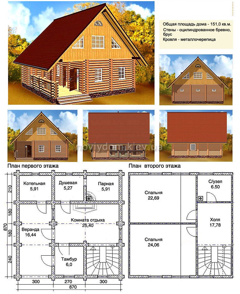 Проект деревянного дома№061
