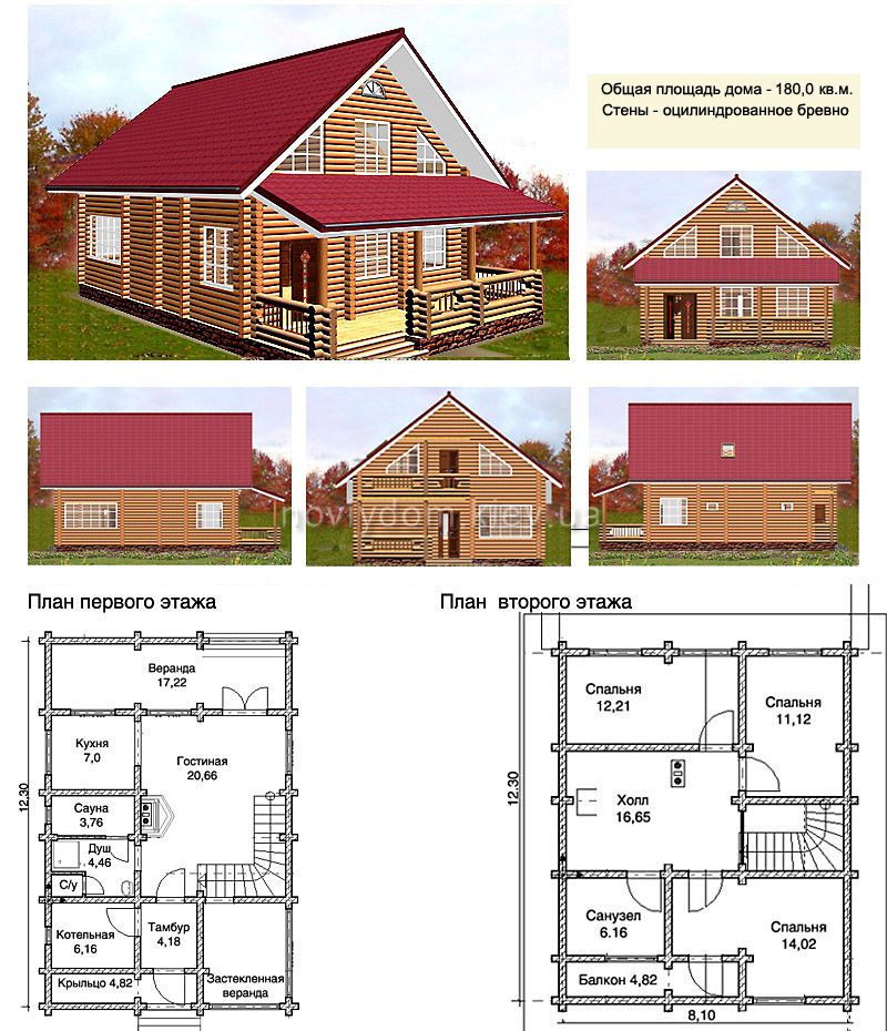 Проект деревянного дома№075
