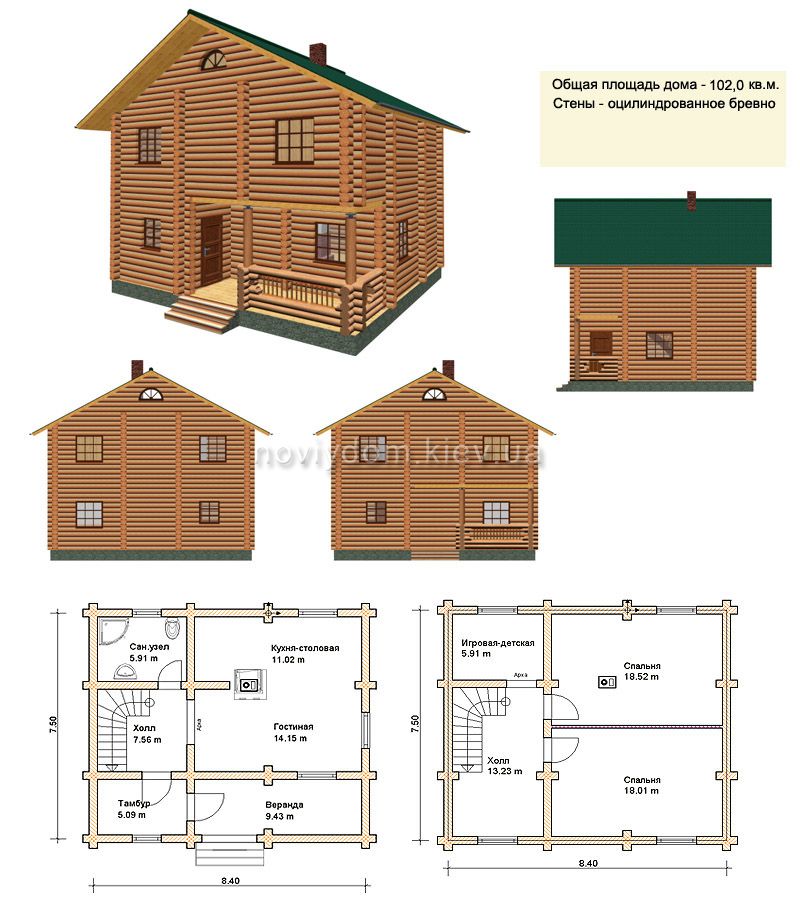 Проект деревянного дома№032