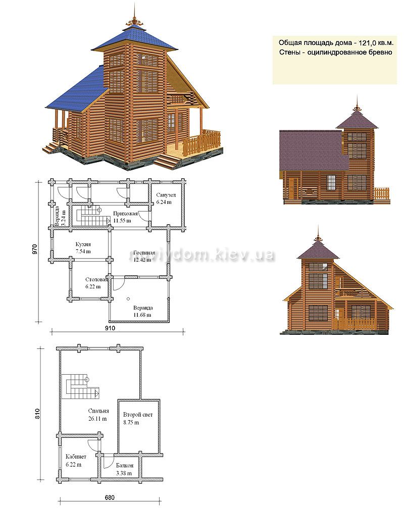 Проект деревянного дома№042