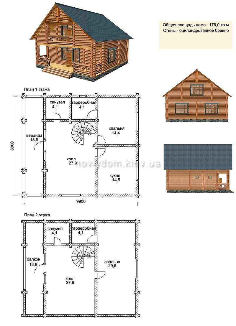 Проект деревянного дома№070